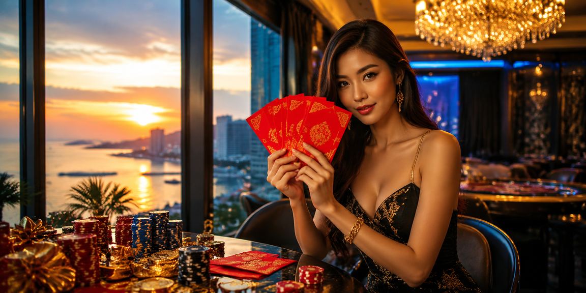 Bonus Selamat Datang ff9 dengan bungkusan angpau merah tradisional dan aksen moden